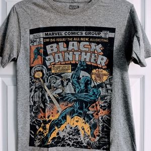 Marvel Black Panther Graphic Comic Strip T-shirt, Vintage Look, Mens Small, Grey